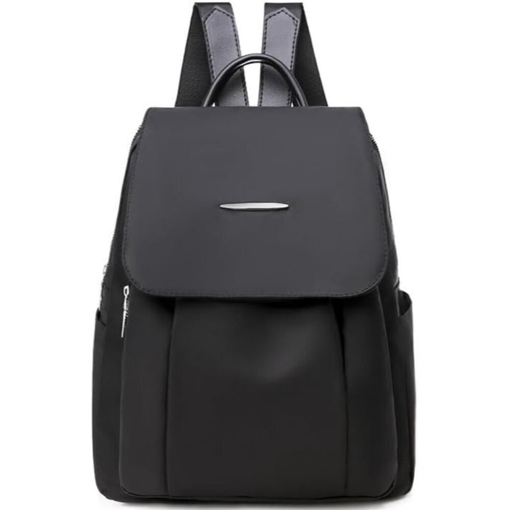 Mini Nylon Backpack for Women Lightweight Travel Purse B Black Small Trendy Bag